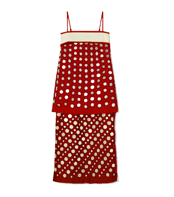 Handmade layered mirrored dress-Calistari-red