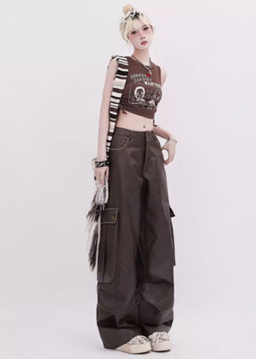 [Rayohopp] Grunge Y2K Style Sleeveless Brave &amp; Cargo Bottoms RH0107
