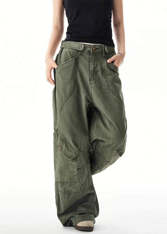 [H GANG X] Natural vintage z grunge style street wide denim pants HX0048