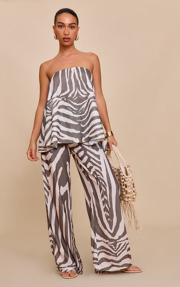 Zebra Print Strapless Two - Piece Set
