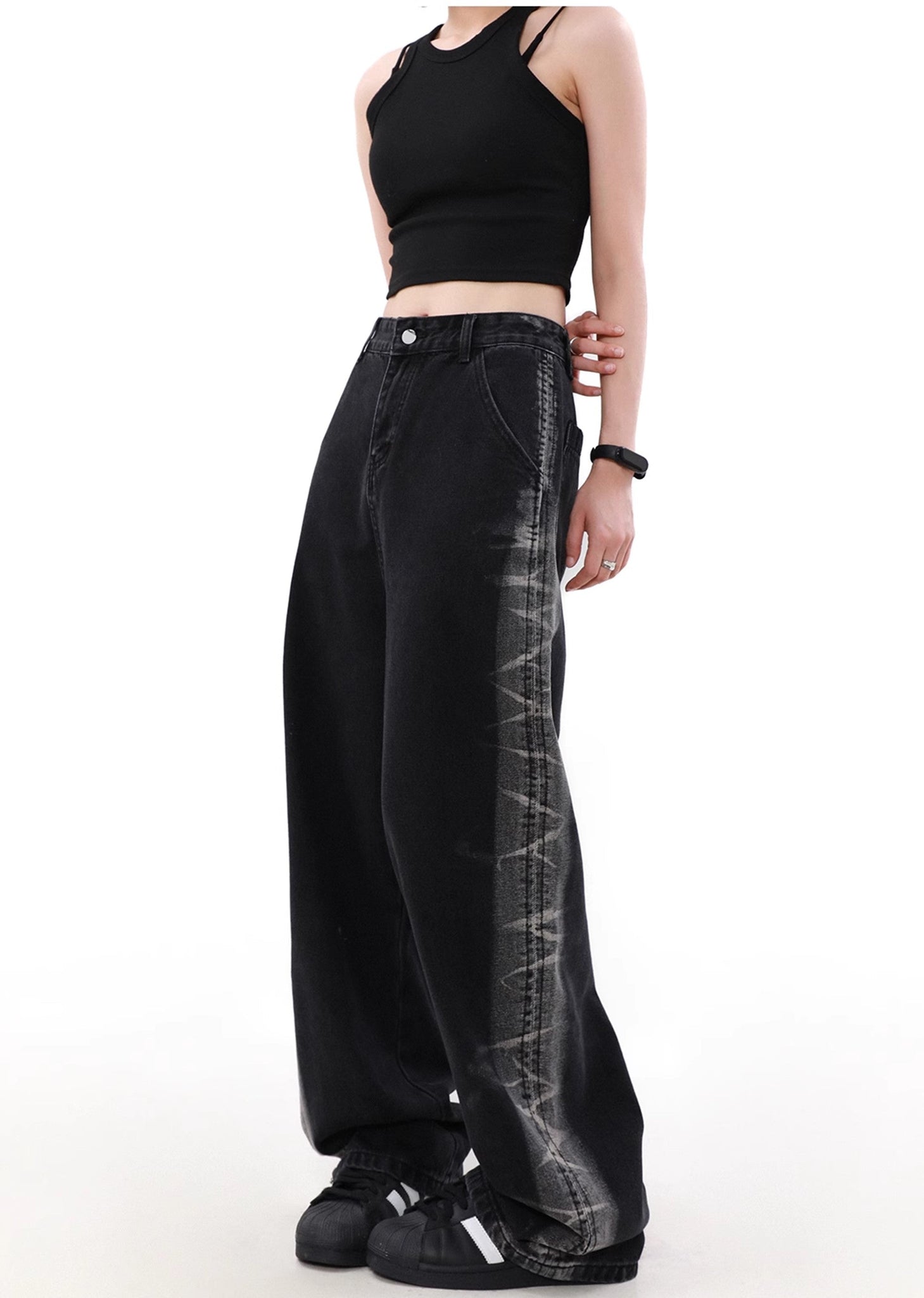Sideline washed wide load denim pants