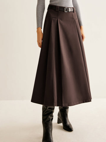 Utility Pleated Belted Skirt
