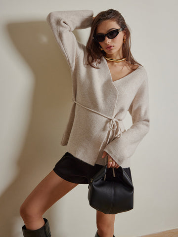 Rope Belted Wrap Cardigan