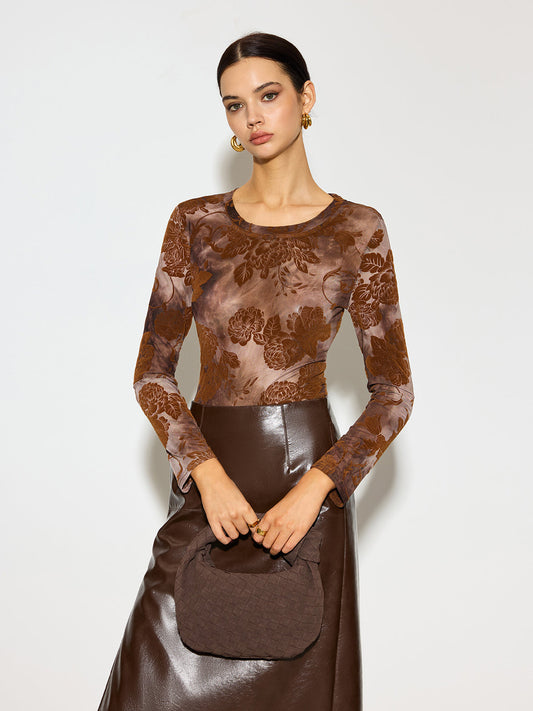 Tye Dye Printed Slim Mesh Top