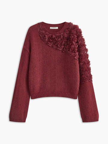 Elegant Wool-Blend Floral Sweater