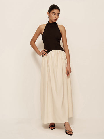 Color Block Sleeveless Long Dress