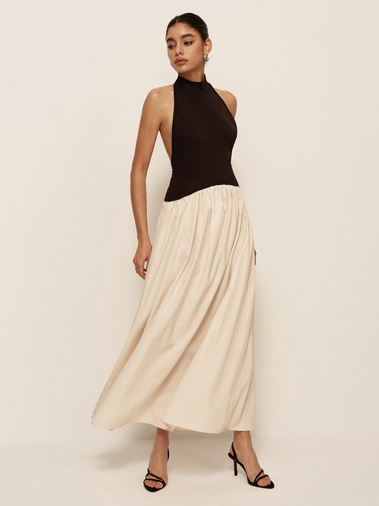 Color Block Sleeveless Long Dress