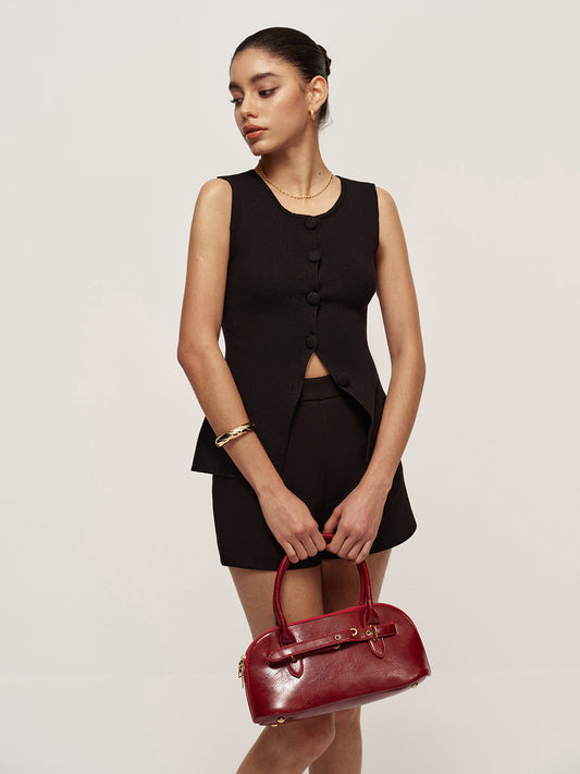 Elegant Split Button Sweater Vest