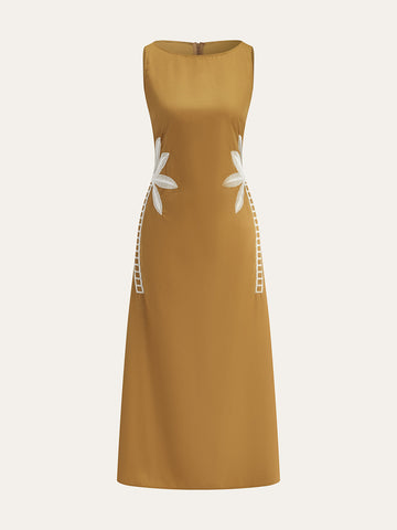 Side-Embroidered Sleeveless Dress