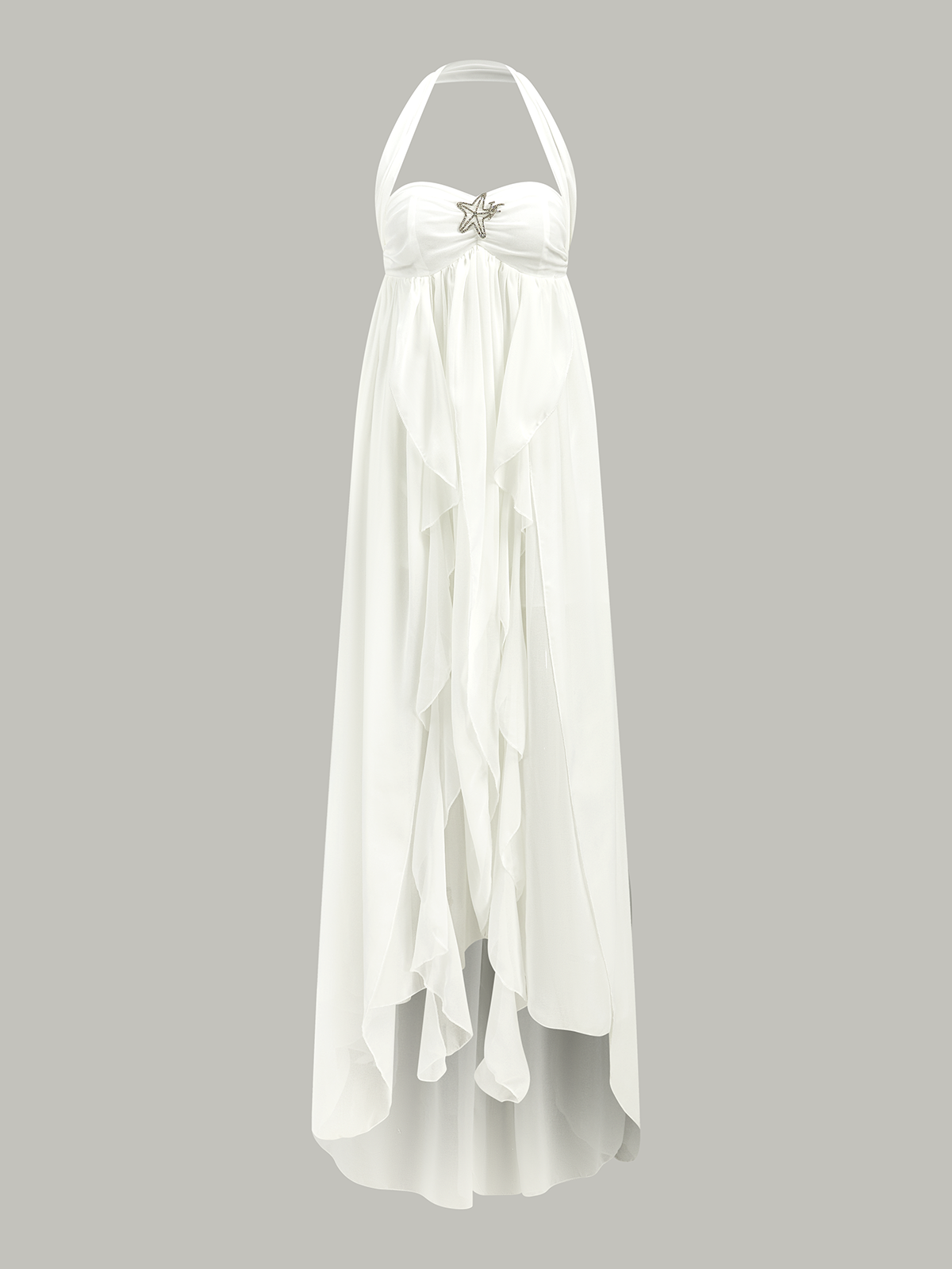 Halter Ruffle Backless Maxi Dress