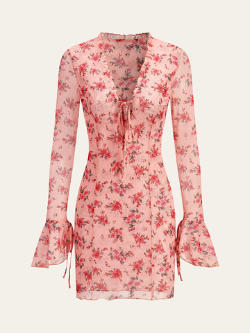Printed Deep V Dress
