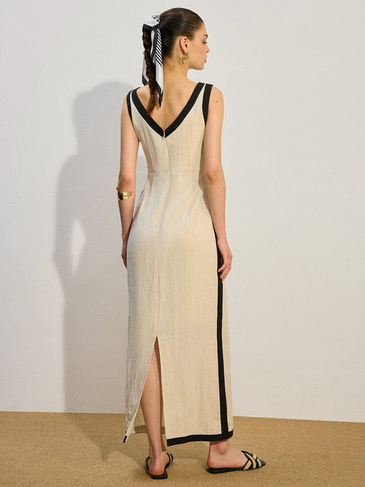 Contrast Trim Maxi Dress