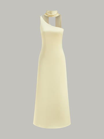 Asymmetrical One-Shoulder Midi Dress