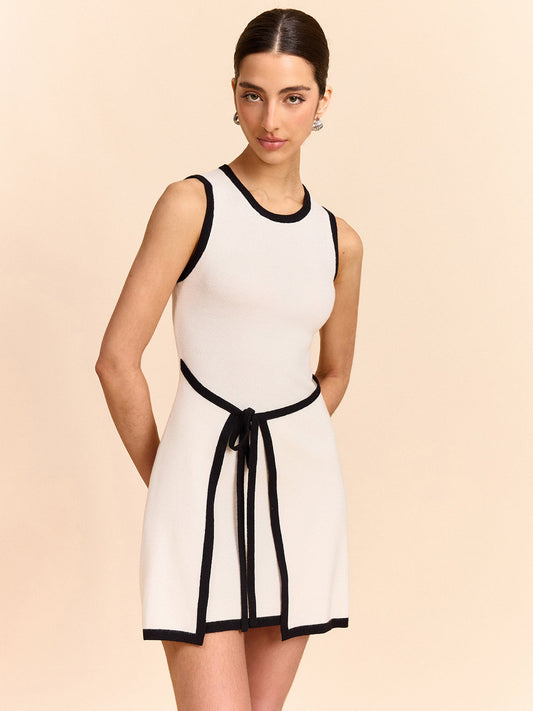 Contrast Trim Wrap-Style Mini Dress