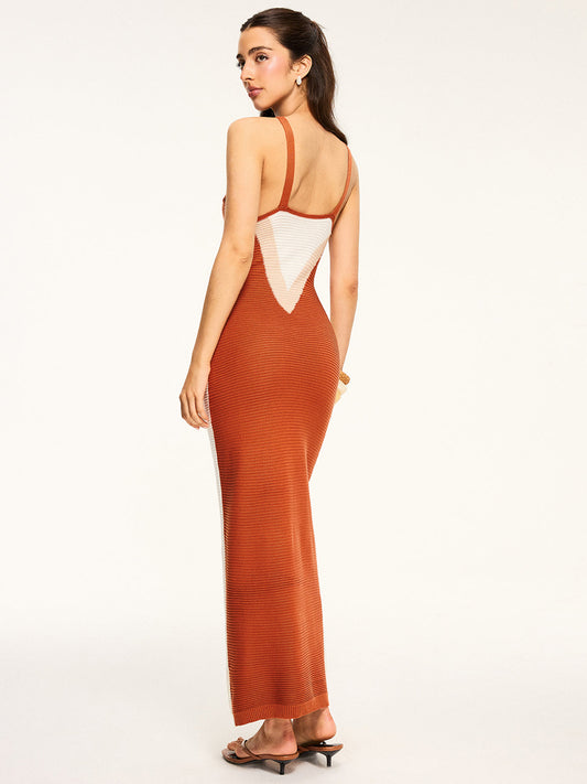 Knit Maxi Dress with Cut-Out Back