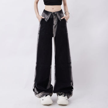 [Rayohopp] Unique waist design wide leg jeans RH0001