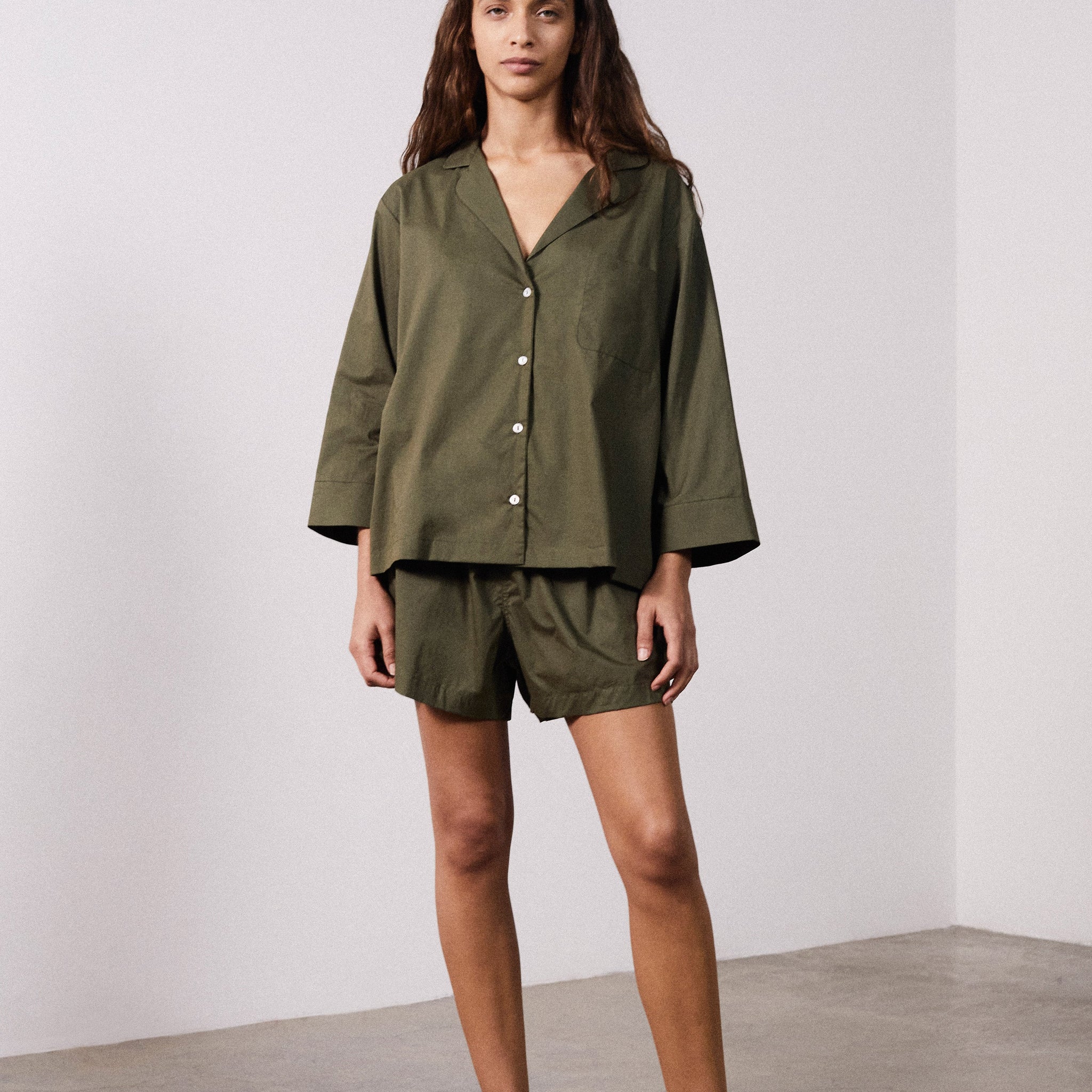 Relaxed Olive Pyjama Short Set